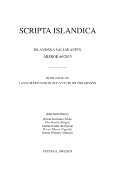Lars Lönnroth. Scripta Islandica 66/2015