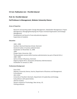 CV incl. Publication List – Pernille Eskerod Prof. Dr. Pernille Eskerod