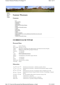Thomsen CV - MR Professor