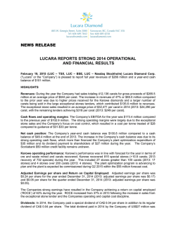 news release lucara reports strong 2014 operational and financial