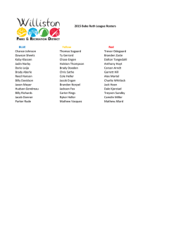 2015 Babe Ruth League Rosters BLUE Yellow Red Chance