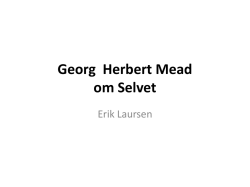 Georg Herbert Mead om Selvet