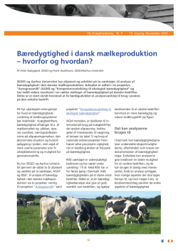 Bæredygtighed i dansk mælkeproduktion – hvorfor og hvordan?