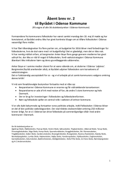 Åbent brev nr. 2 til Byrådet i Odense Kommune