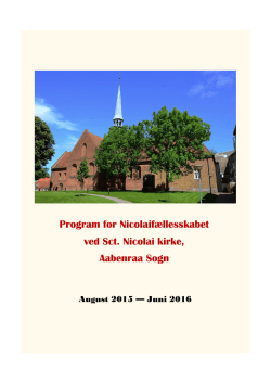Program for Nicolaifællesskabet ved Sct. Nicolai kirke, Aabenraa Sogn