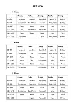 Skoleskemaer alle klasser 2015-2016