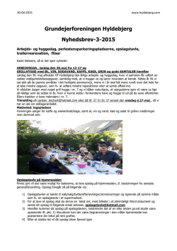 Grundejerforeningen Hyldebjerg Nyhedsbrev-3-2015