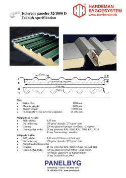 Isolerede paneler 32/1000 D Teknisk specifikation