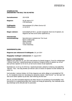 Afgørelse 2014-0258, 4. maj 2015 - Ankenævnet for Bus, Tog og Metro