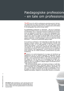 Pædagogiske professioner - en tale om professionsbegrebet