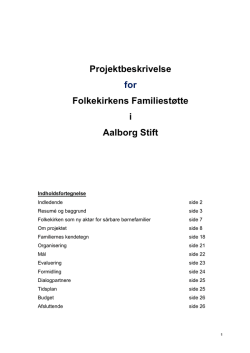 Projektbeskrivelse for Folkekirkens Familiestøtte i Aalborg Stift