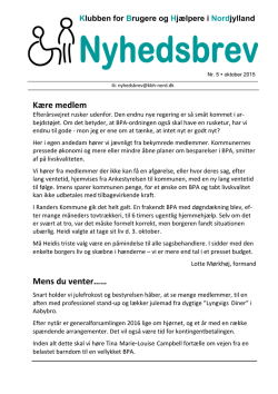 Nyhedsbrev nr. 5 - oktober 2015 - Klubben for Brugere og Hjælpere