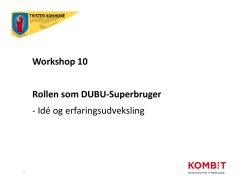 Workshop 10 Rollen som DUBU superbruger