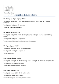 Træningsopstart Håndbold (oversigt) 2015