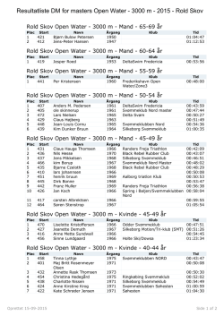 Resultatliste DM for masters Open Water - 3000 m