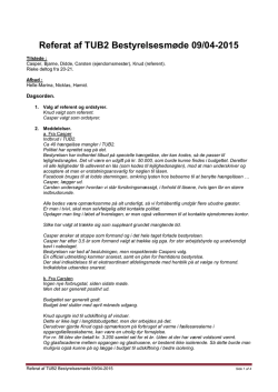 Referat af TUB2 Bestyrelsesmøde 09/04-2015