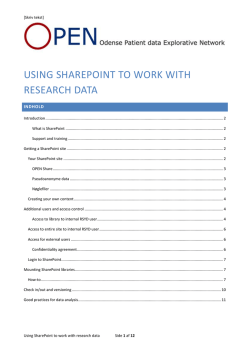 USING SHAREPOINT TO WORK WITH RESEARCH DATA