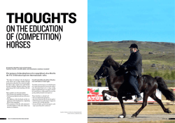 ON THE EDUCATION OF (COMPETITION) HORSES