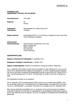 Afgørelse 2014-0306, 4. maj 2015 - Ankenævnet for Bus, Tog og Metro