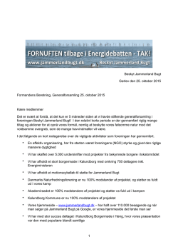 Generalforsamling Beskyt Jammerland Bugt 20151025 beretning