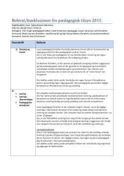 Referat/konklusioner fra pædagogisk tilsyn 2015
