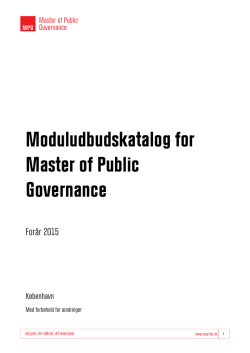 Moduludbudskatalog for Master of Public Governance