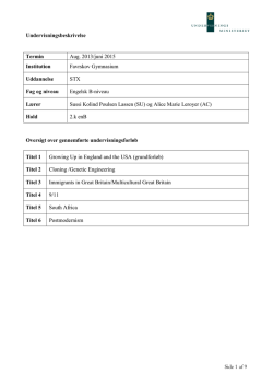 Side 1 af 9 Undervisningsbeskrivelse Termin Aug. 2013/juni 2015