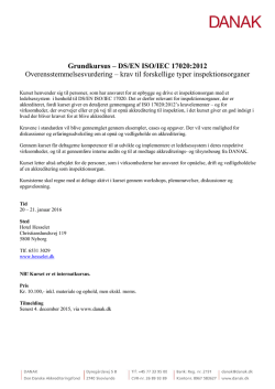Grundkursus – DS/EN ISO/IEC 17020:2012