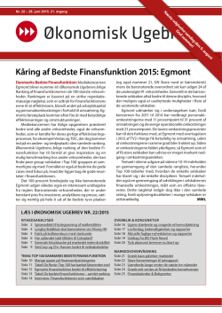 Kåring af Bedste Finansfunktion 2015: Egmont