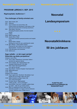 Neonatal Landssymposium 2015 Neonatal Landssymposium 2015