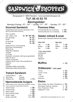 Prisliste  - Sandwichshoppen Randers