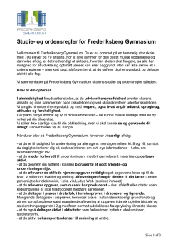 Studie- og ordensregler for Frederiksberg Gymnasium