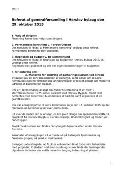 Referat af generalforsamling i Herslev bylaug den 29. oktober 2015