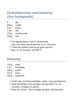 Chokoladesnitter med kokostop. (Stor bradepande) Kokostop.