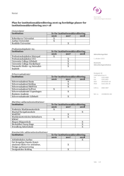 Plan for institutionsakkreditering 2016 og foreløbige planer for