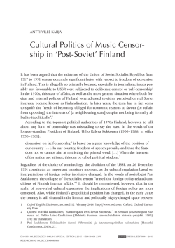 Cultural Politics of Music Censor- ship in `Post