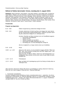 1 Referat af fælles lærermøde i Greve, mandag den 3. august 2015.