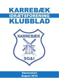 Karrebæk Idrætsforening Klubblad – Sæsonstart 2015/2016