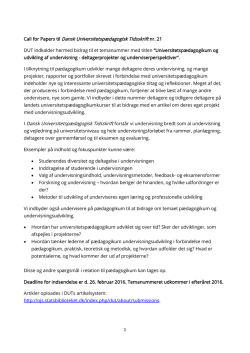 Call for Papers DUT21 - Dansk Universitetspædagogisk Netværk