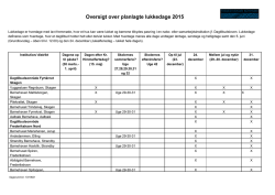 Oversigt over planlagte lukkedage 2015