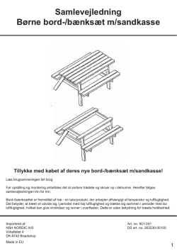 Samlevejledning Børne bord-/bænksæt m/sandkasse