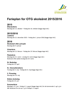 Ferieplan for OTG 2015-16