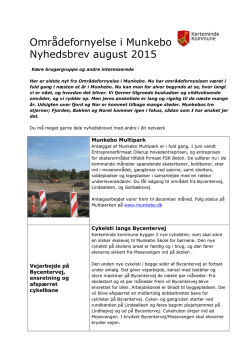 Områdefornyelse i Munkebo Nyhedsbrev august 2015