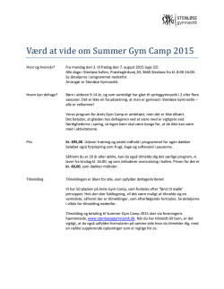 Værd at vide om Summer Gym Camp 2015