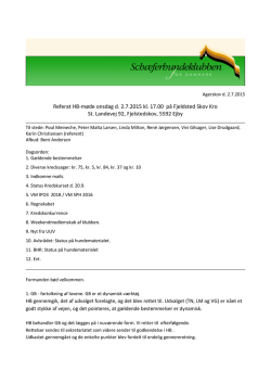 referat HB-møde d. 2.7.2015 - Schæferhundeklubben for Danmark