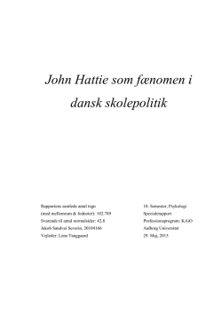 John Hattie som fænomen i dansk skolepolitik