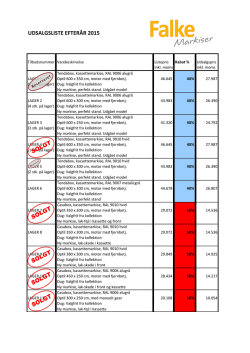 UDSALGSLISTE EFTERÅR 2015