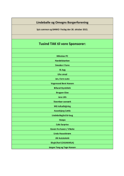 Tusind TAK til vore Sponsorer: