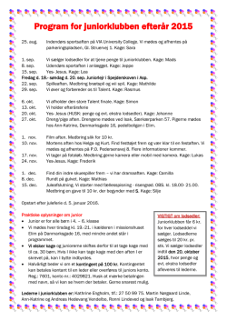 Program for juniorklubben efterår 2015