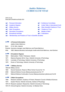 Jaakko Malmivuo CURRICULUM VITAE